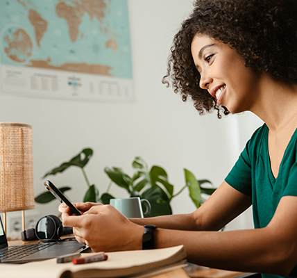 Woman looking at mobile device