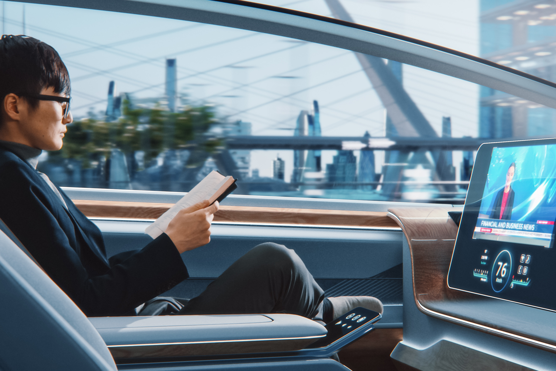 Person riding in an autonomous vehicle